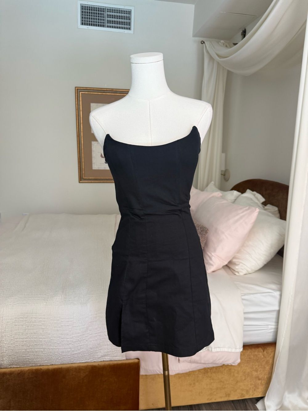 White Fox Black Corset Mini Dress Strapless Bodycon Slit Party Cocktail S - Picture 6 of 8
